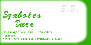 szabolcs durr business card